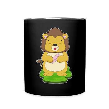 Löwe Brief - Tasse einfarbig - Schwarz - Vorne