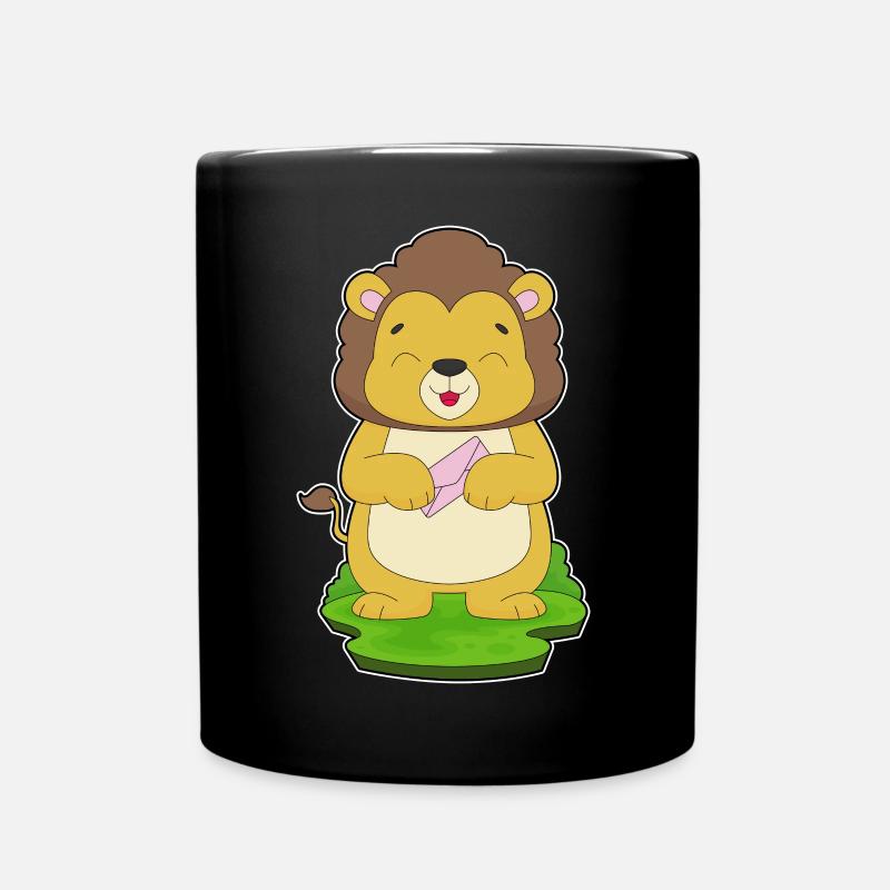 Löwe Briefumschlag - Tasse einfarbig - Schwarz