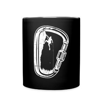 Kletterer-Silhouette im Karabiner - Tasse einfarbig - Schwarz - Vorne