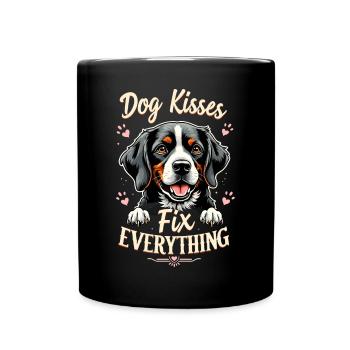 Dog Kiss Dog Dog Lover - Full Colour Mug - black - Front