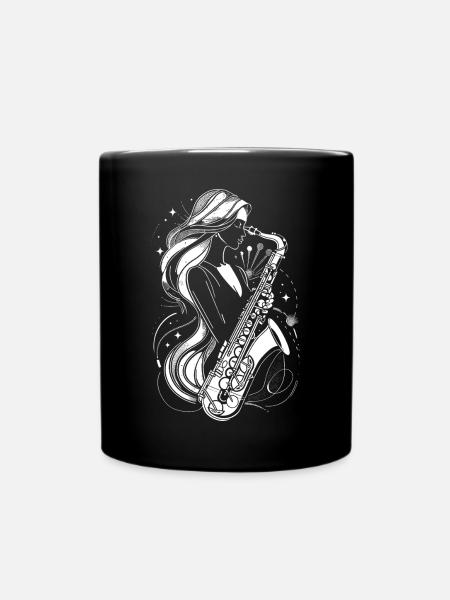 Weiblicher Saxophonist - Tasse einfarbig - Schwarz
