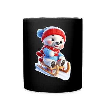 Ours d’hiver sur traîneau - Mug uni - noir - Devant
