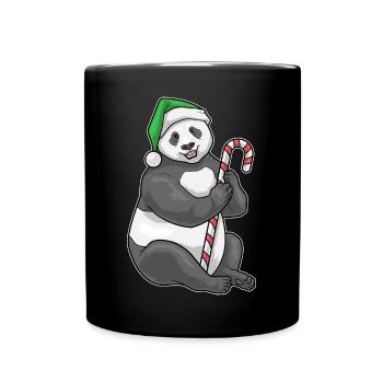 Panda Canne de Noël - Mug uni - noir - Devant