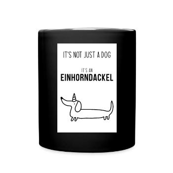 Poster Dackel Einhorndackel - Tasse einfarbig - Schwarz - Vorne