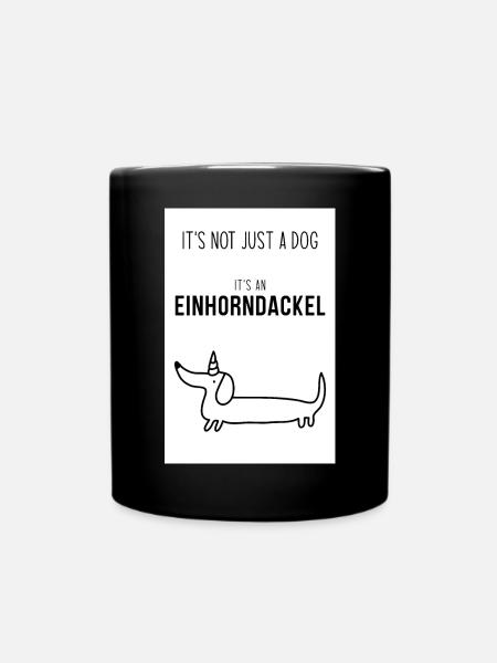 Poster Dackel Einhorndackel - Tasse einfarbig - Schwarz