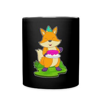 Fuchs Geburtstag Kuchen - Tasse einfarbig - Schwarz - Vorne