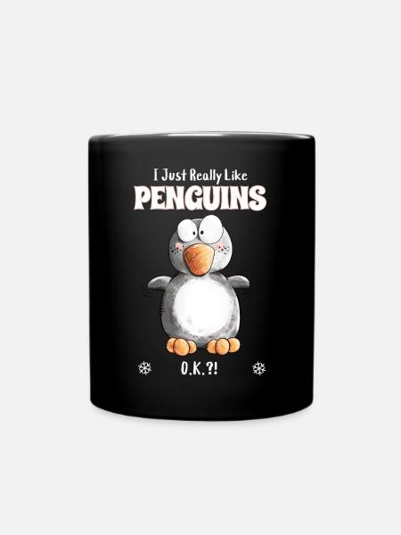 I Just Really Like Penguins Pinguin Spruch - Tasse einfarbig - Schwarz