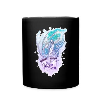 Wicca Verseau Sirène Signe du zodiaque - Mug uni - noir - Devant