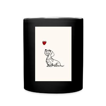 Wire-haired Dachshund with Heart Pastel - Full Colour Mug - black - Front