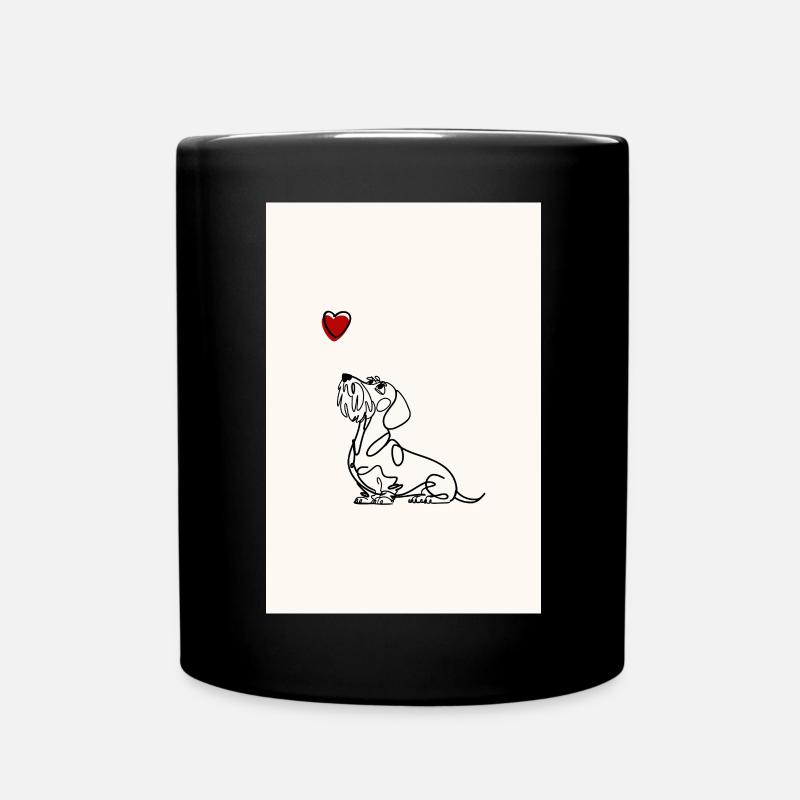 Wire-haired Dachshund with Heart Pastel - Full Colour Mug - black