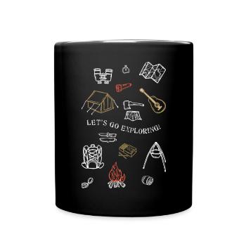 Camping Adventure Outline Design - Full Colour Mug - black - Front