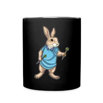 Hase Dart Dartpfeil - Tasse einfarbig - Schwarz - Vorne