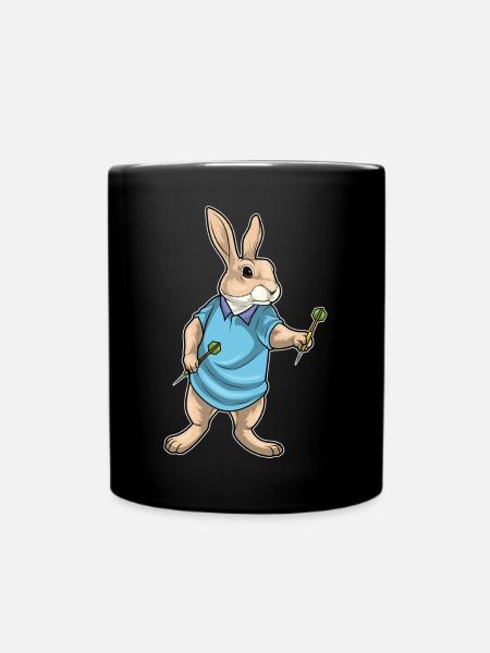 Hase Dart Dartpfeil - Tasse einfarbig - Schwarz