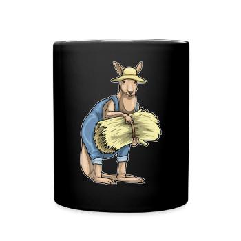 Kangaroo Farmer Straw Farm - Full Colour Mug - black - Front