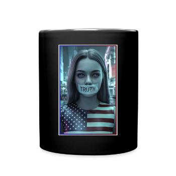 Conception du visage avec la bouche de vérité dans le drapeau américain - Mug uni - noir - Devant