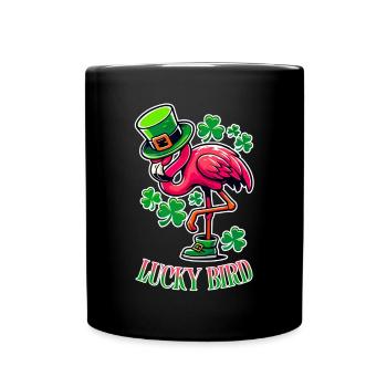 Oiseau chanceux – Flamant rose de la Saint-Patrick - Mug uni - noir - Devant