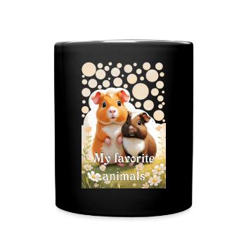Zwei goldige Meerschweinchen Meine Lieblingstiere - Tasse einfarbig - Schwarz - Vorne