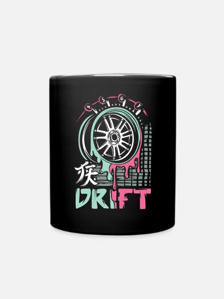 JDM Drift Rim – Japanese Car Tuning Art - Full Colour Mug - black