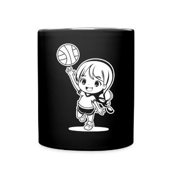 Kleine Volleyballerin - Tasse einfarbig - Schwarz - Vorne