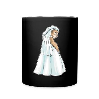 Affe Braut Schleier Hochzeit - Tasse einfarbig - Schwarz - Vorne
