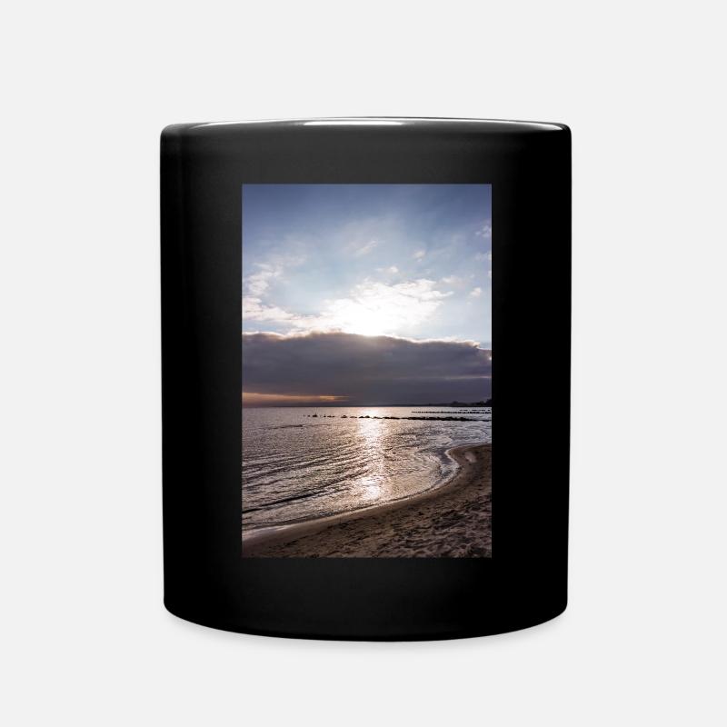 Sunset on the beach - Full Colour Mug - black