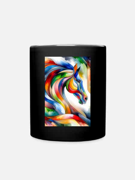 Horse abstract - Full Colour Mug - black