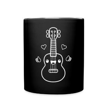 Ukulele Comic Look - Tasse einfarbig - Schwarz - Vorne