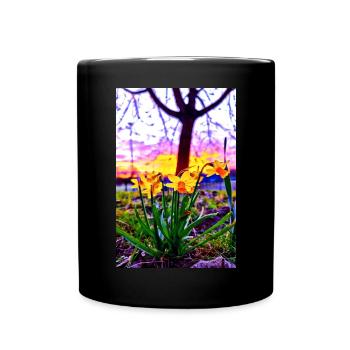 Daffodils at sunset - Full Colour Mug - black - Front