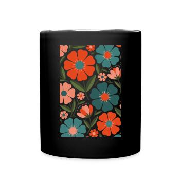 Fleurs de flore bohème - Mug uni - noir - Devant
