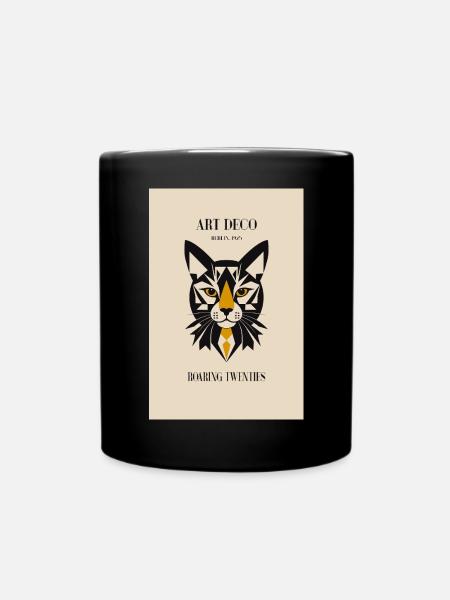 Art Deco Katze - Tasse einfarbig - Schwarz
