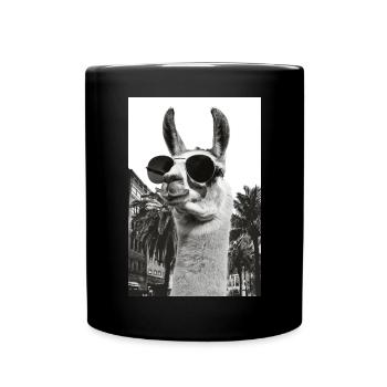 Llama Palm Trees Sunglasses Tranquil Humor - Full Colour Mug - black - Front