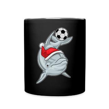 Dolphin Christmas Football - Full Colour Mug - black - Front