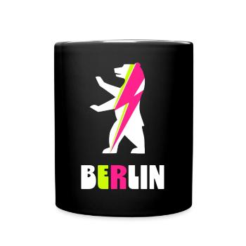 Berlin Berliner Bär mit Blitz - Tasse einfarbig - Schwarz - Vorne