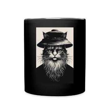 Die stille Katze - Tasse einfarbig - Schwarz - Vorne