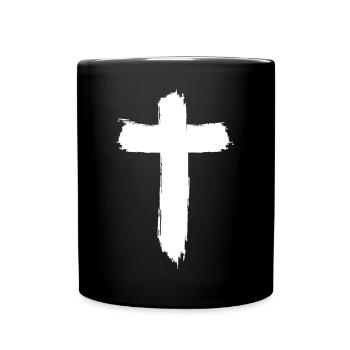 Kreuz Design im Graffiti-Style - Tasse einfarbig - Schwarz - Vorne