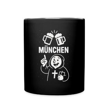 Münchner Mönch & Maß - Tasse einfarbig - Schwarz - Vorne