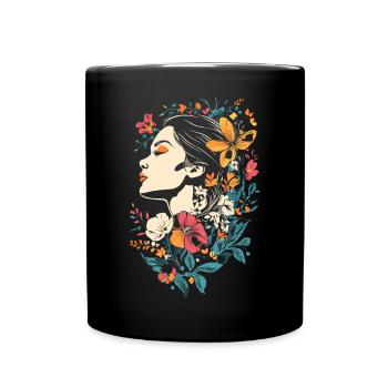 Femme Tête Fleurs Journée Internationale de la Femme Abstrait Créatif - Mug uni - noir - Devant