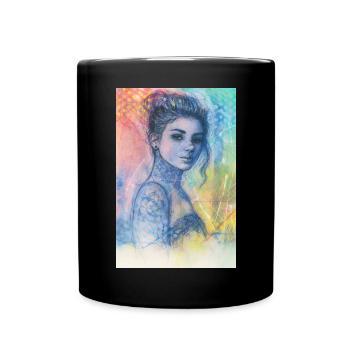 Femme pop arc en ciel omikly tatoo bras crâne graf - Mug uni - noir - Devant