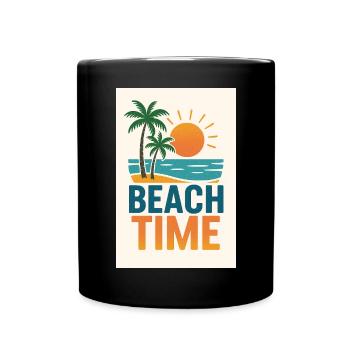 Beach Time - Palmen - Tasse einfarbig - Schwarz - Vorne