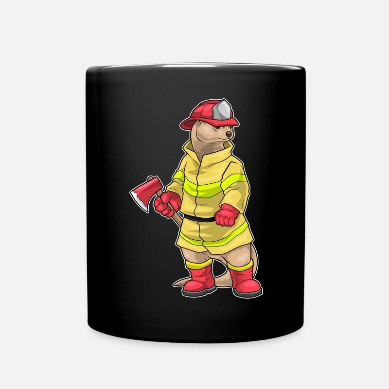 Otter Feuerwehrmann Axt Feuerwehr - Tasse einfarbig - Schwarz
