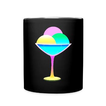 süßer bunter Eisbecher - sommerliche Leckerei - Tasse einfarbig - Schwarz - Vorne