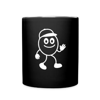 Ribbo - Lustiges Strichmännchen für gute Laune - Tasse einfarbig - Schwarz - Vorne