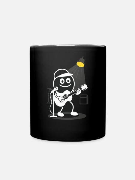 Ribbo spielt Gitarre mit Herz - Tasse einfarbig - Schwarz