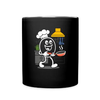 Ribbo als Koch – Lustige Küchen- und Kochszene - Tasse einfarbig - Schwarz - Vorne