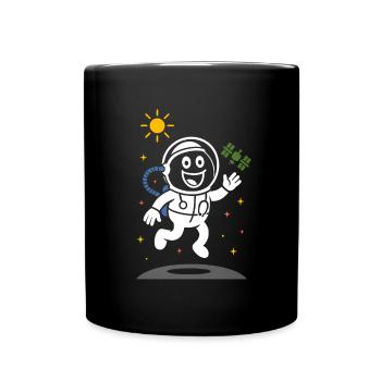 Ribbo as an astronaut – Funny space scene - Full Colour Mug - black - Front