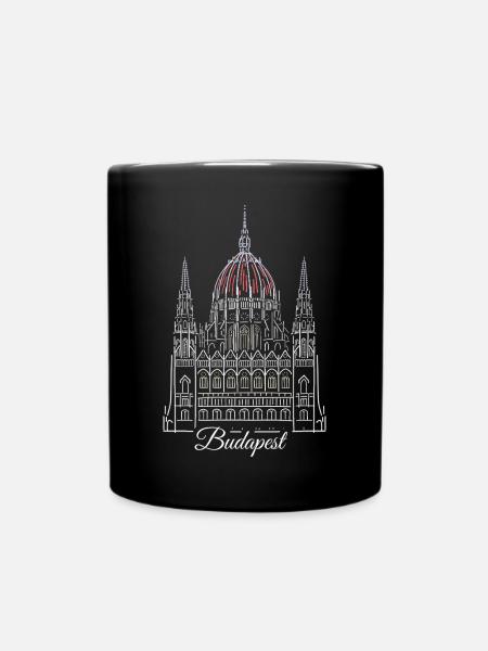 Budapest, Handzeichnung Parlamentsgebäude, Ungarn - Tasse einfarbig - Schwarz