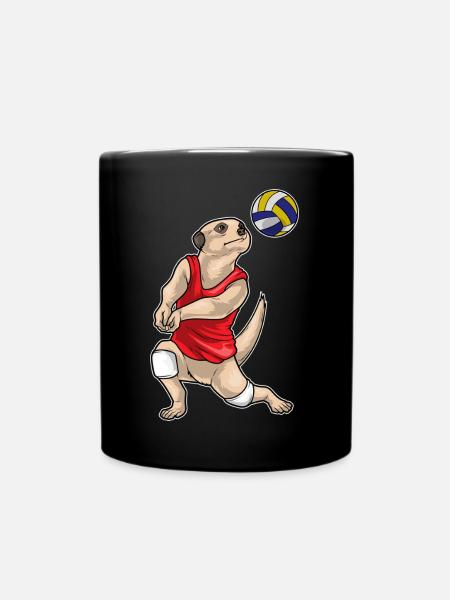 Erdmännchen Volleyballspieler Volleyball - Tasse einfarbig - Schwarz