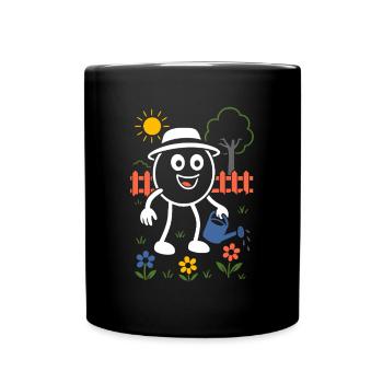 Ribbo as a hobby gardener – Funny garden scene - Full Colour Mug - black - Front