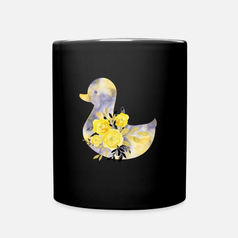 Floral ducky - Tasse einfarbig - Schwarz