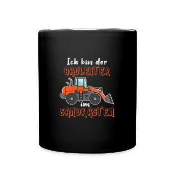 Bagger Bauarbeiter Fahrzeug Kindergarten Bauleiter - Tasse einfarbig - Schwarz - Vorne